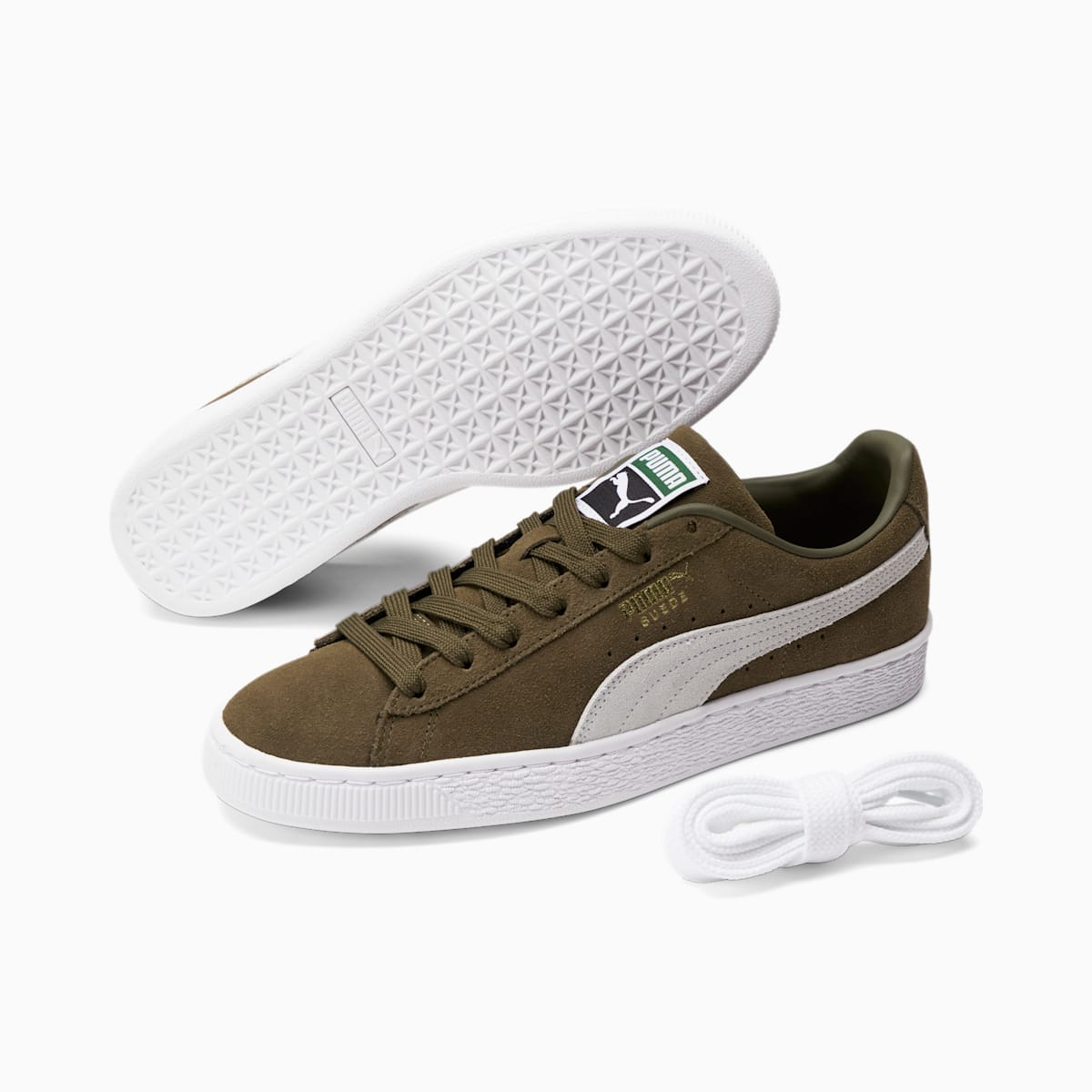 Tenisky Puma Suede Classic XXI Panske Tmavo Olivovo Zelená/Biele/Zlate | SK863157